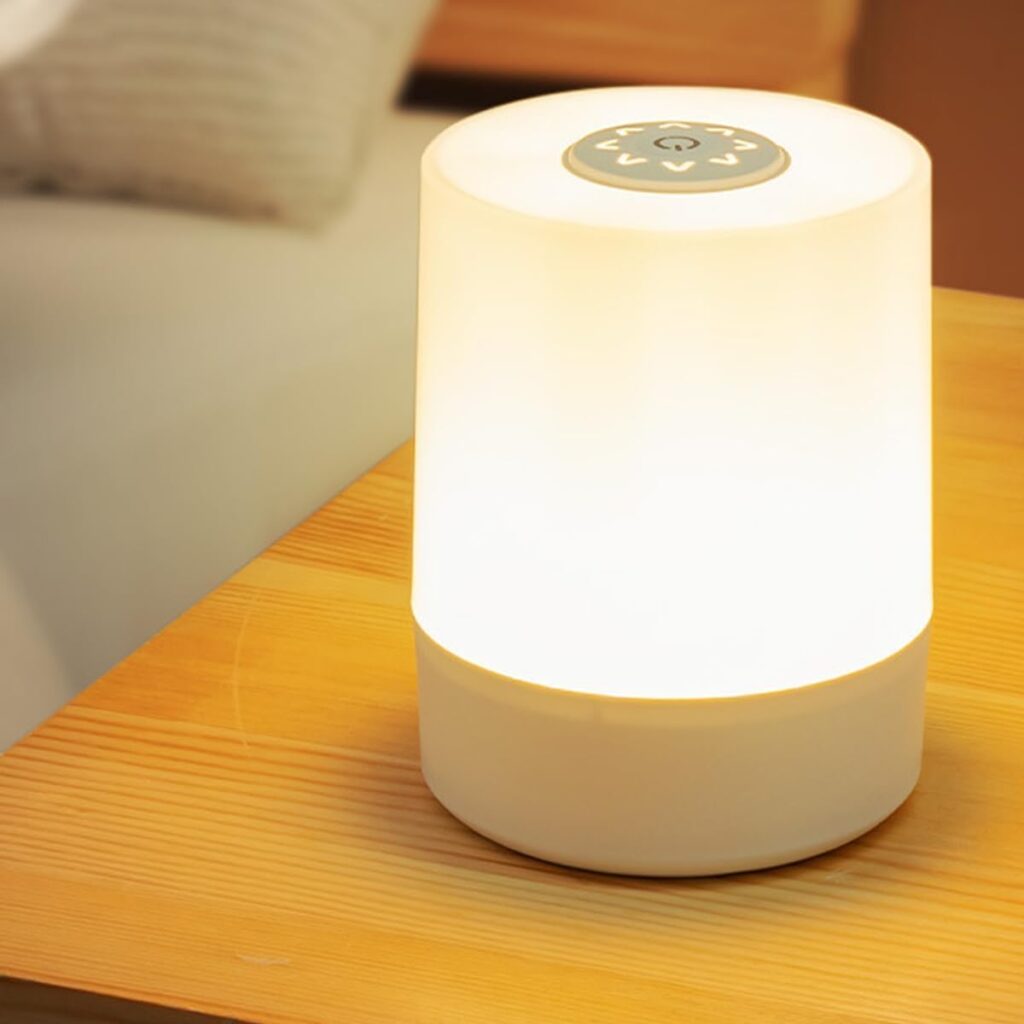 ouch Control LED Touch Bedside Night Light,Changing Dimmable Light for Kids,3 Colors LED Lamp with Warm White Lights,USB Rechargeable, Bedside Night Light, Soft Eye Caring