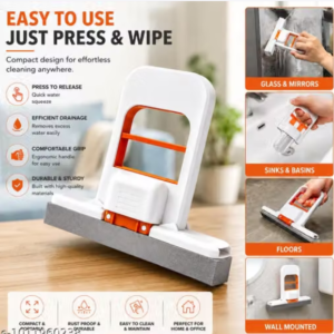 Mini Handheld Squeegee Cleaner | Press & Wipe Sponge Wiper | Self-Squeezing Water Removal Cleaner | Portable Multipurpose Cleaning Tool for Glass, Mirrors, Kitchen & Bathroom