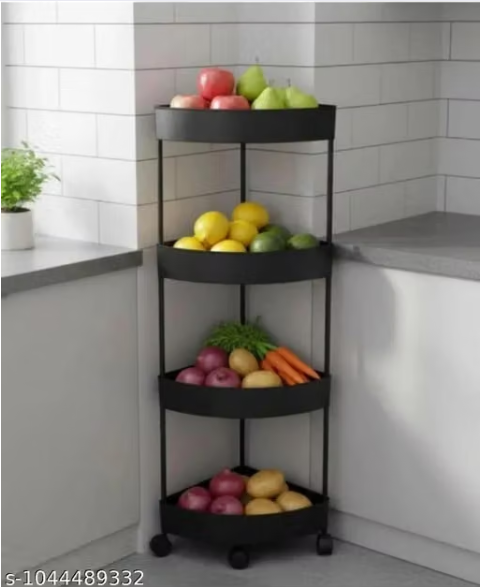 4 Layer Multipurpose Storage Trolley with Wheels | Rolling Utility Cart | Kitchen Storage Rack | Bathroom Organizer | Plastic Storage Shelf | Home Organizer